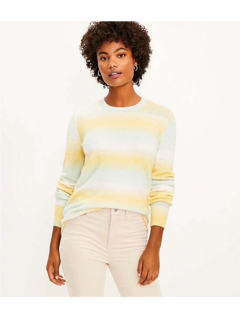 LOFT Soft Fuzzy Pastel Stripe Sweater